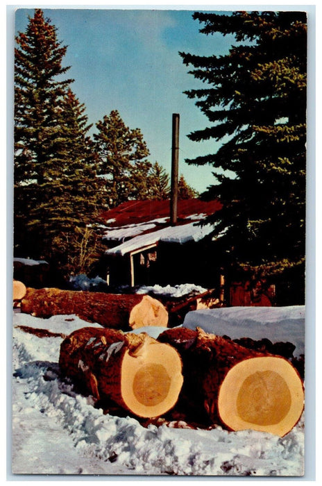 c1960's Sawmill in the Wintertime, Greetings Ashland Wisconsin WI Postcard