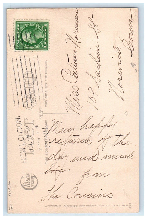 c1910's Birthday Wish Girl With Kitten Cats Winter Coat Dulk Antique Postcard