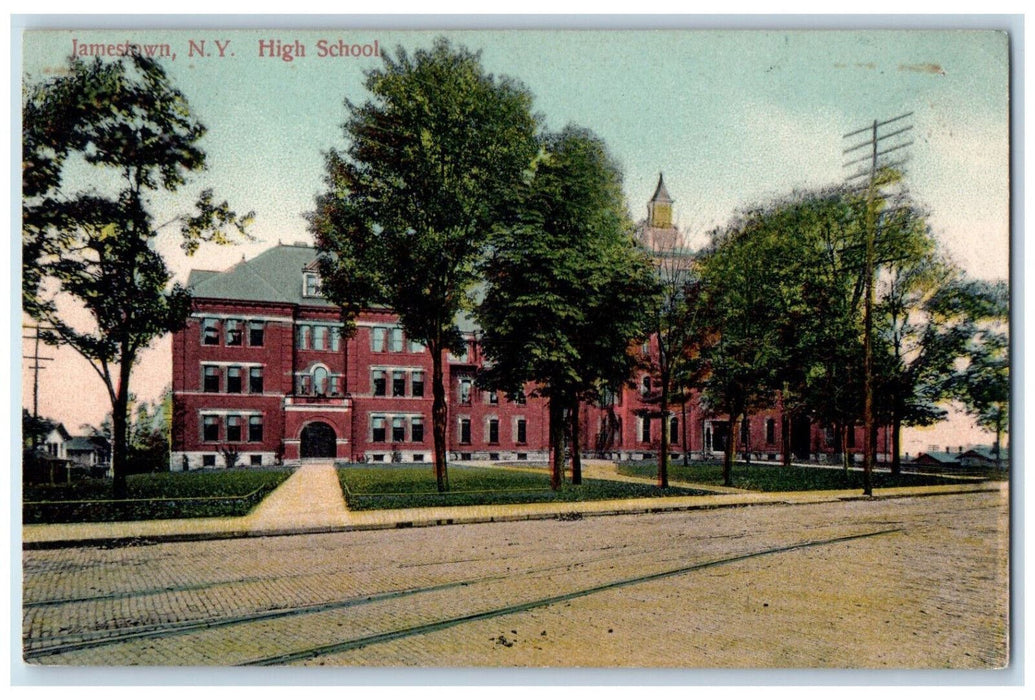 1908 High School Jamestown New York NY Bemus Point NY Antique Postcard