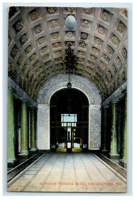 1913 Interior Federal Building Indianapolis Indiana IN Posted Antique Postcard