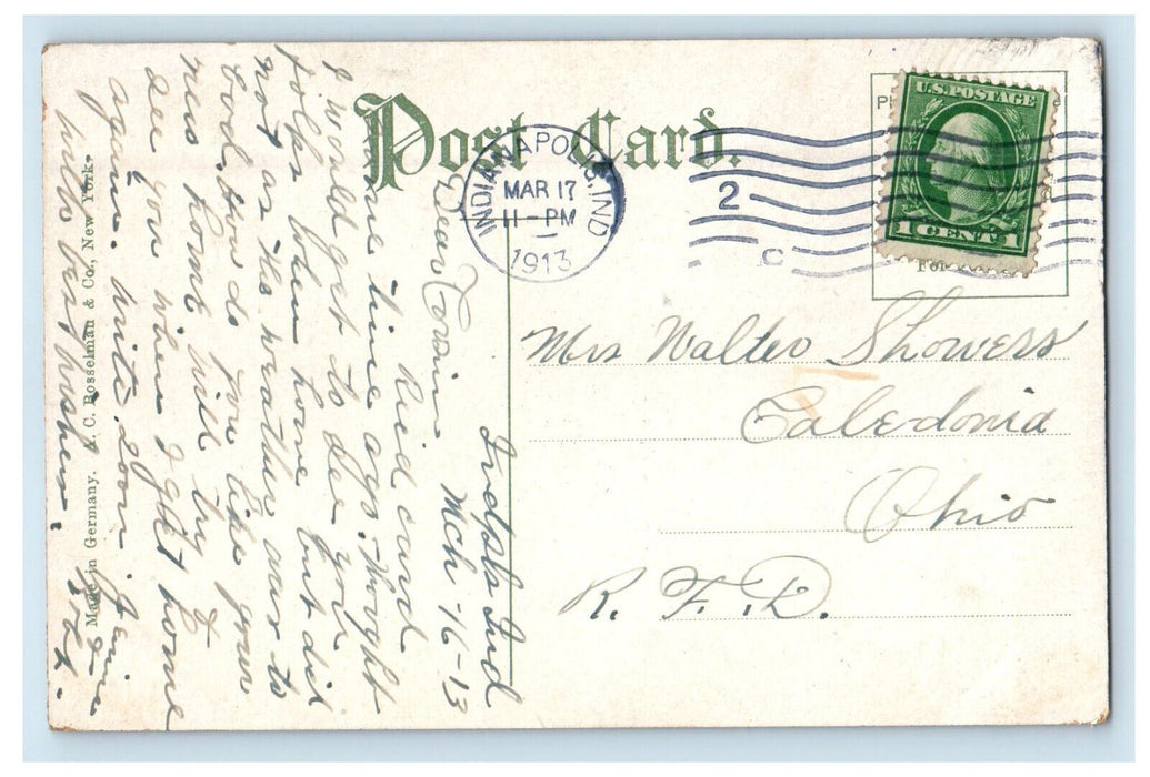 1913 Interior Federal Building Indianapolis Indiana IN Posted Antique Postcard