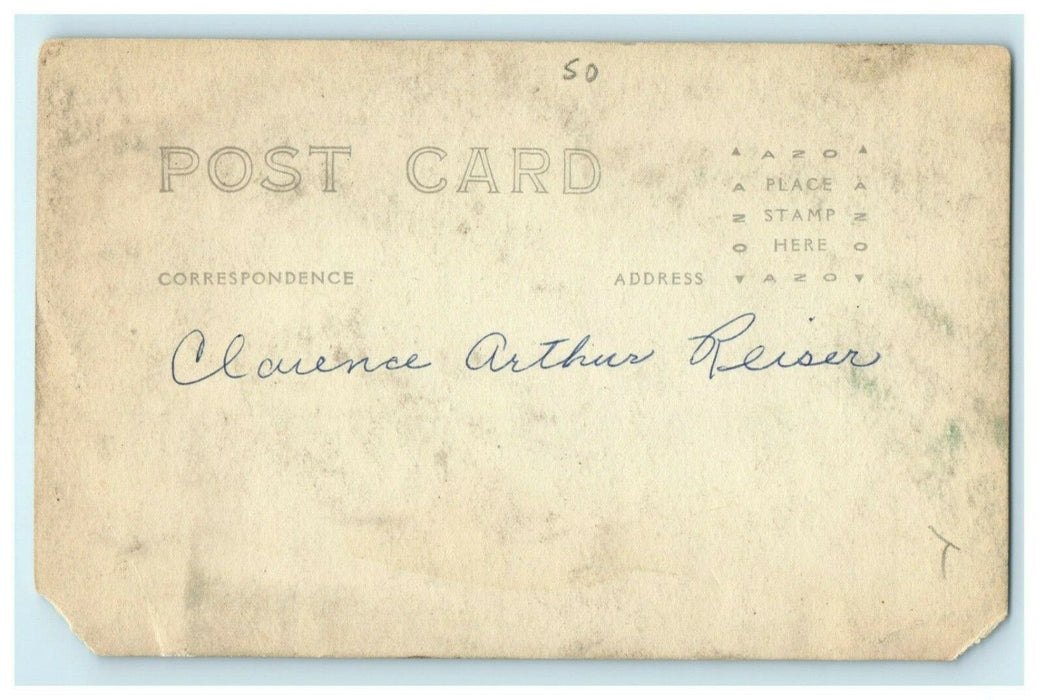 Young Man Suit Tie Prep RPPC Photo Clarence Arthur Reiser Antique Postcard