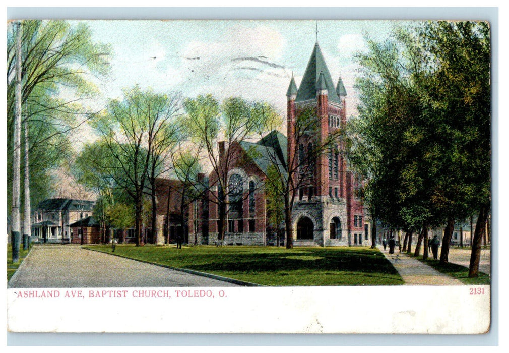 1908 Ashland Ave. Baptist Church Toledo Ohio OH Antique Posted Postcard