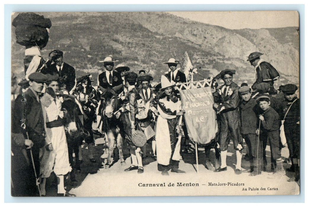 1913 Carnaval Menton France Parade Carnival MataJors Picadors Costume Postcard