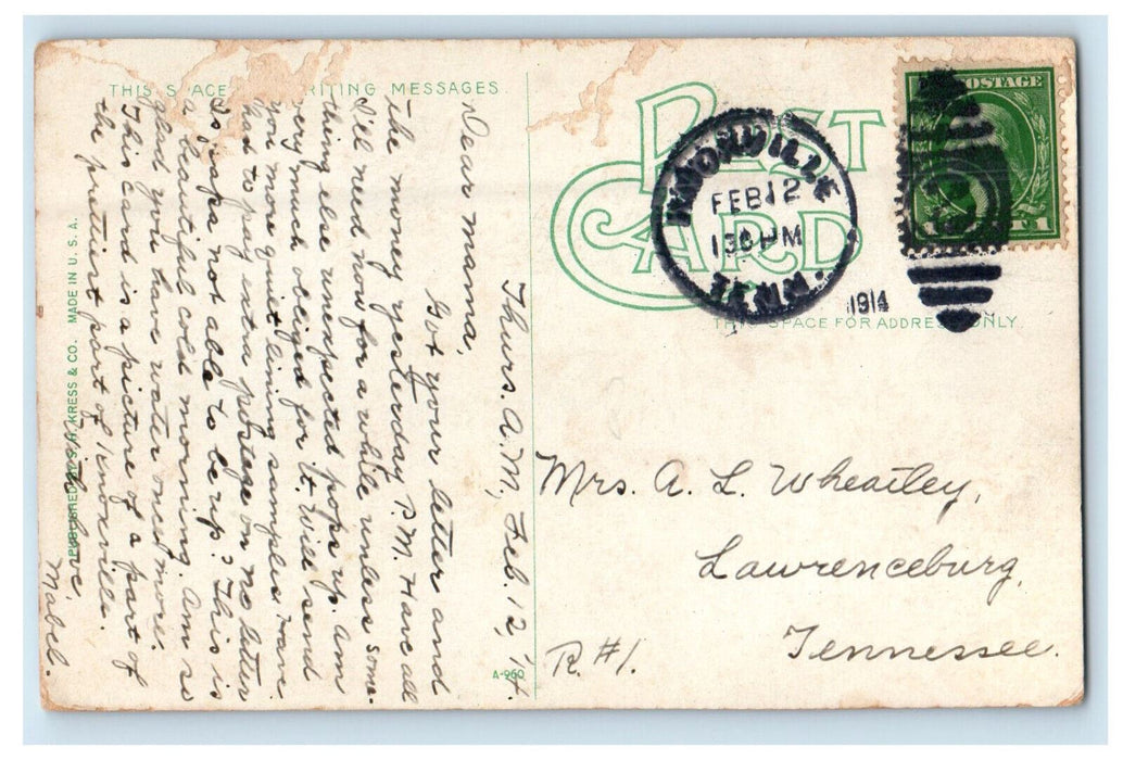 1914 Melrose Park Showing Kingston Pike Entrance Knoxville Tennessee TN Postcard