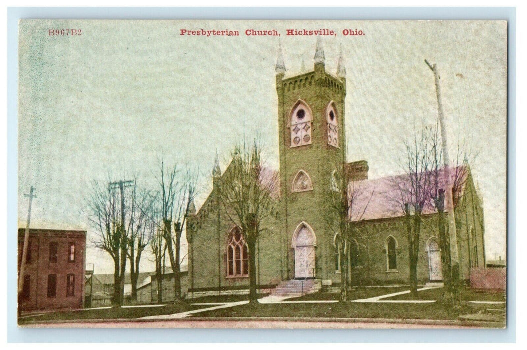 1911 Presbyterian Church, Hicksville, Ohio, OH Antique Unposted Postcard