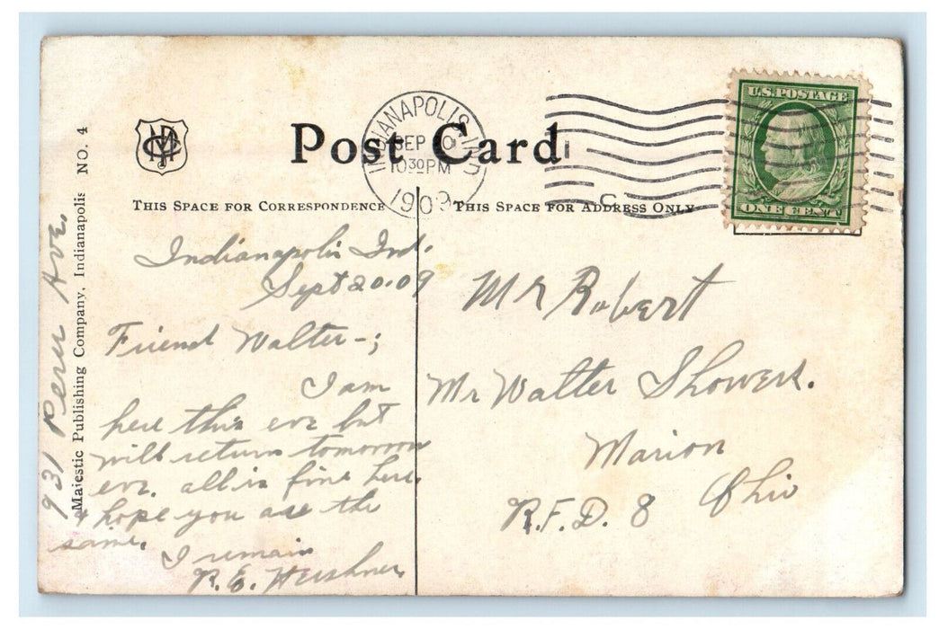 1909 Court House Entrance, Indianapolis Indiana IN Posted Antique Postcard