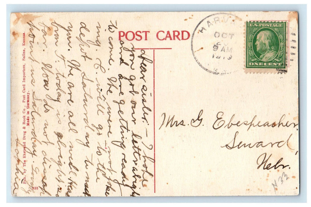 c1910 Businesses, Main Street, Harvard Nebraska NE Posted Antique Postcard