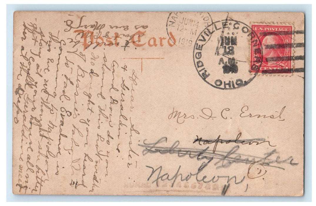 1919 City Hall Adrian Michigan MI Ridgeville Gorners OH Antique Postcard