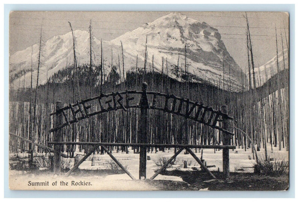 c1910's Summit Of The Rockies, The Great Divide Arch Snow Colorado CO Postcard