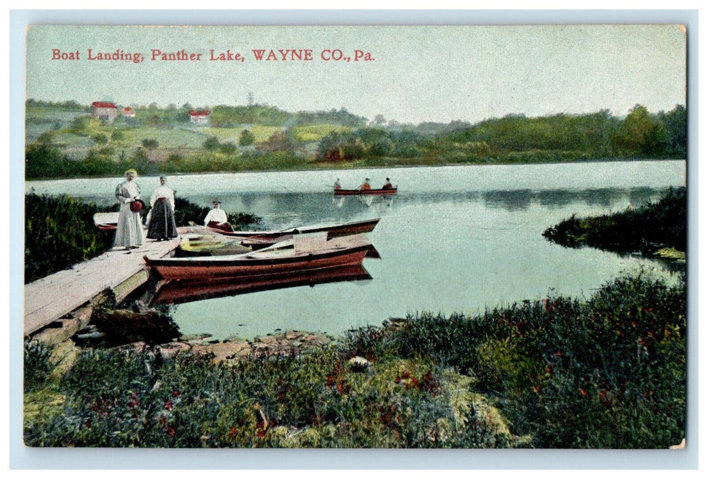 c1910 Boat Landing Panther Lake Wayne Co. Pennsylvania PA Unposted Postcard