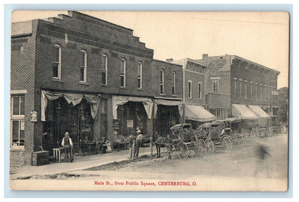 1916 Main St. From Public Square Centerburg Ohio OH Posted Antique Postcard