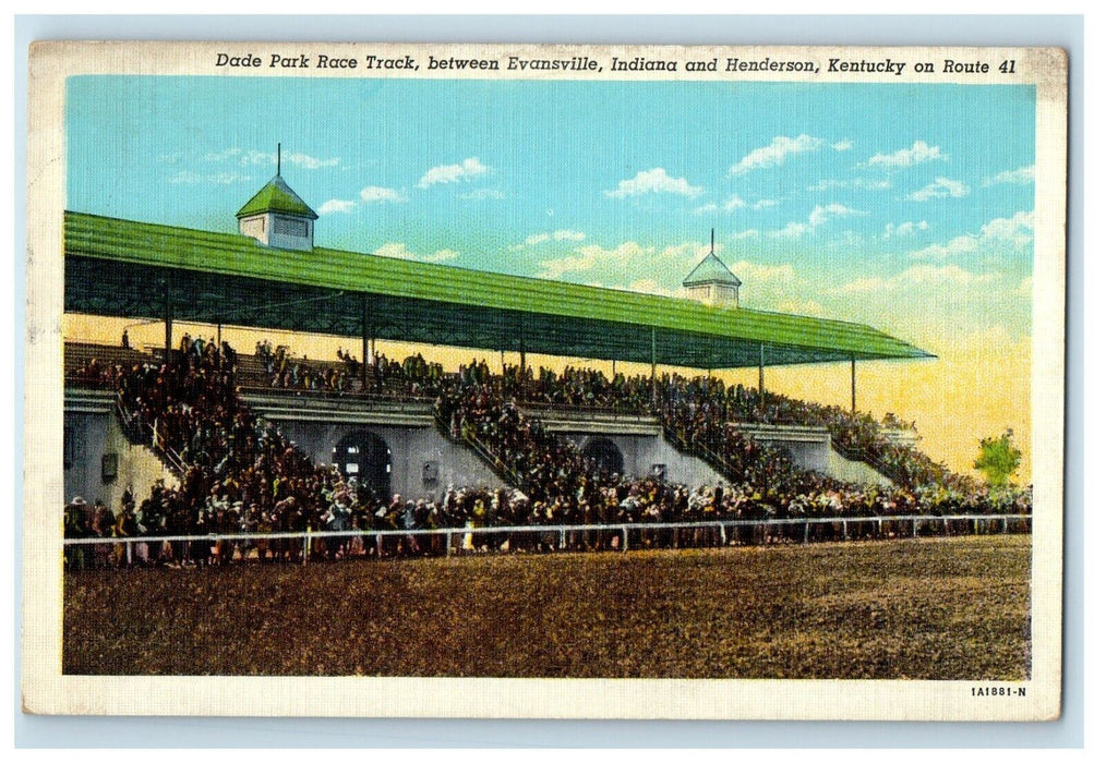 1943 Dade Park Race Track Evansville Indiana Henderson Smith Mills KY Postcard