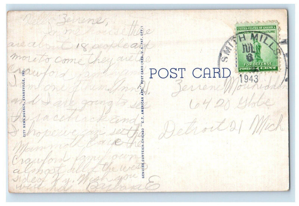 1943 Dade Park Race Track Evansville Indiana Henderson Smith Mills KY Postcard