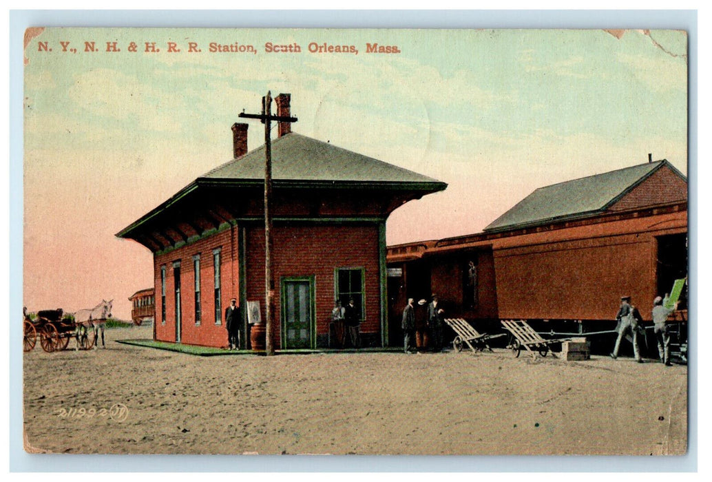 1912 N.Y N.H & H. Railroad Station South Orleans Massachusetts MA Postcard
