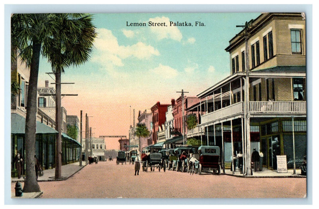 c1910 Horse Carriage, Lemon Street Palatka Florida FL Posted Antique Postcard