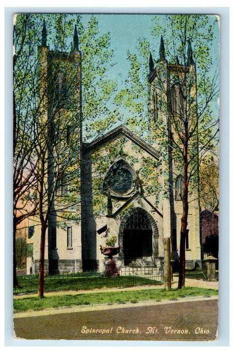 1912 Episcopal Church Street View Mount Vernon Ohio OH Posted Antique Postcard