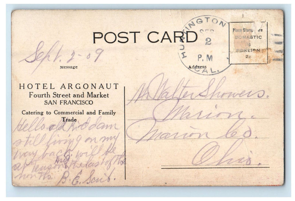 1909 Hotel Argonaut San Francisco California CA Huntington Beach CA Postcard