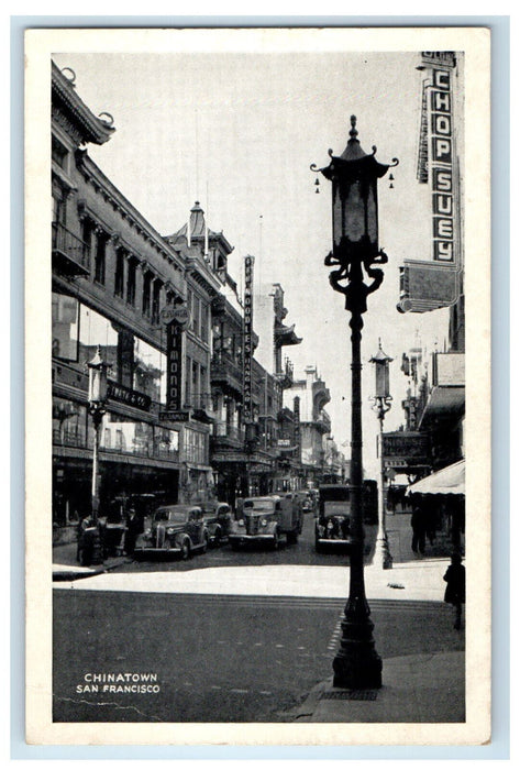 c1960s Street Lamp Business District, Chinatown San Francisco CA Postcard