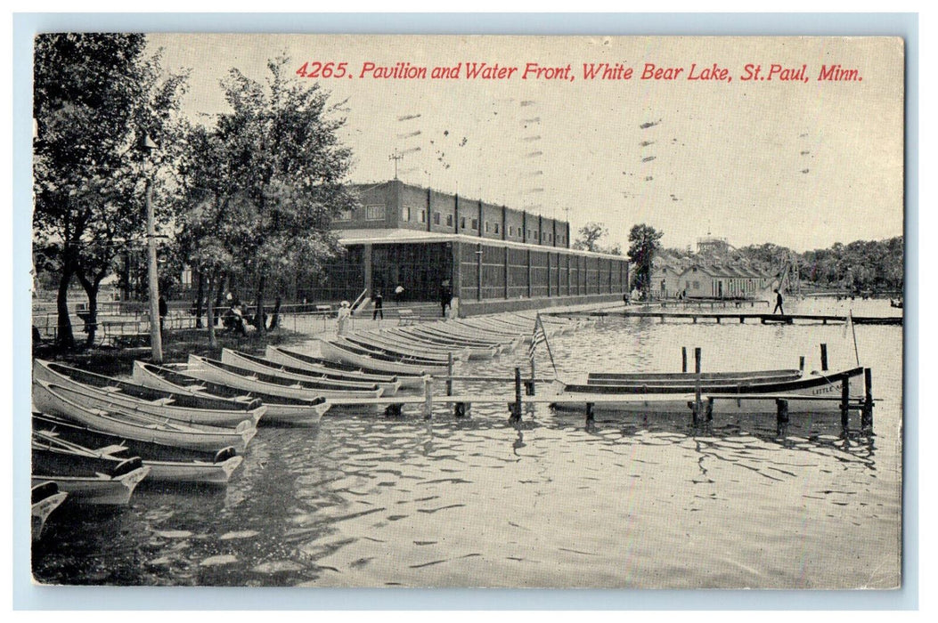 1913 Pavilion and Water Front, White Bear Lake St. Paul Minnesota MN Postcard