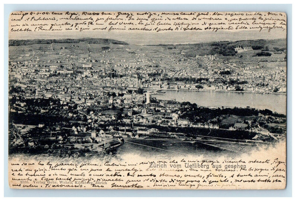 1904 Aerial View Of Zurich Vom Uetliberg Aus Gesehen Switzerland Posted Postcard