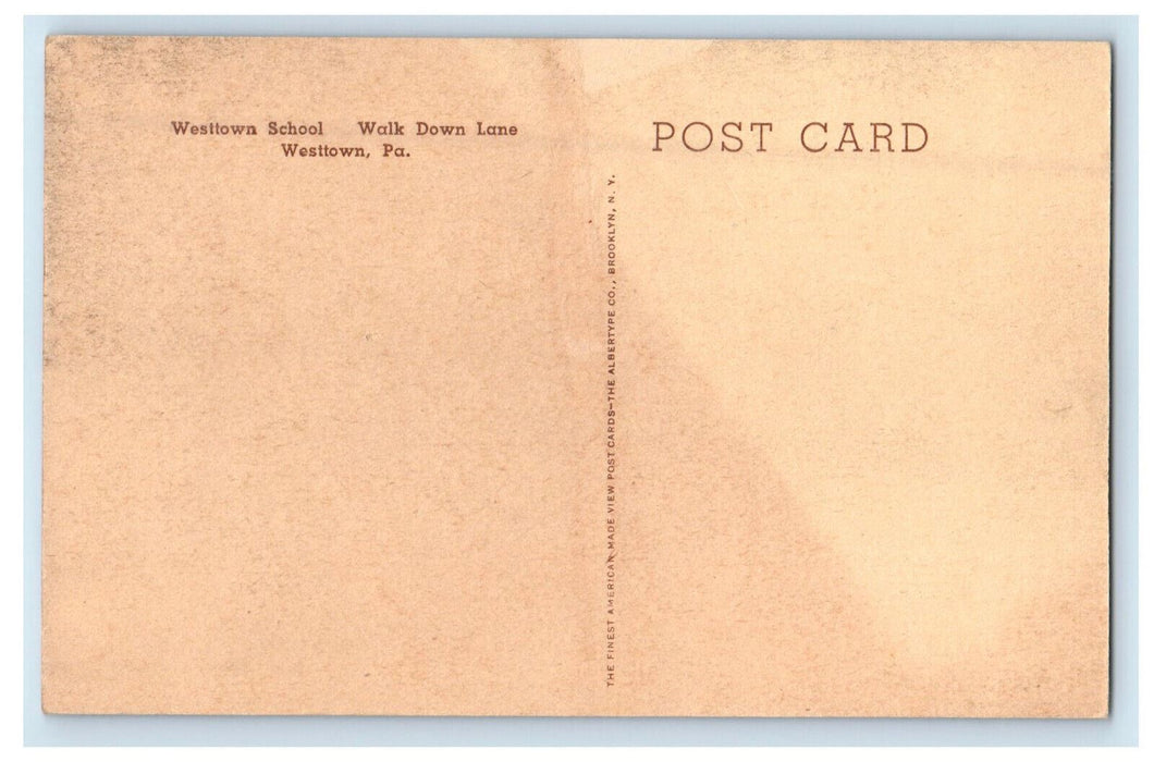 c1910 Westtown School Walk Down Lane Westtown Pennsylvania PA Postcard