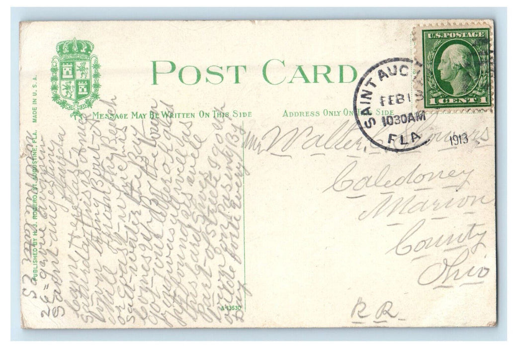 1913 Two of the Oldest Relics St. Augustine Florida FL Posted Postcard