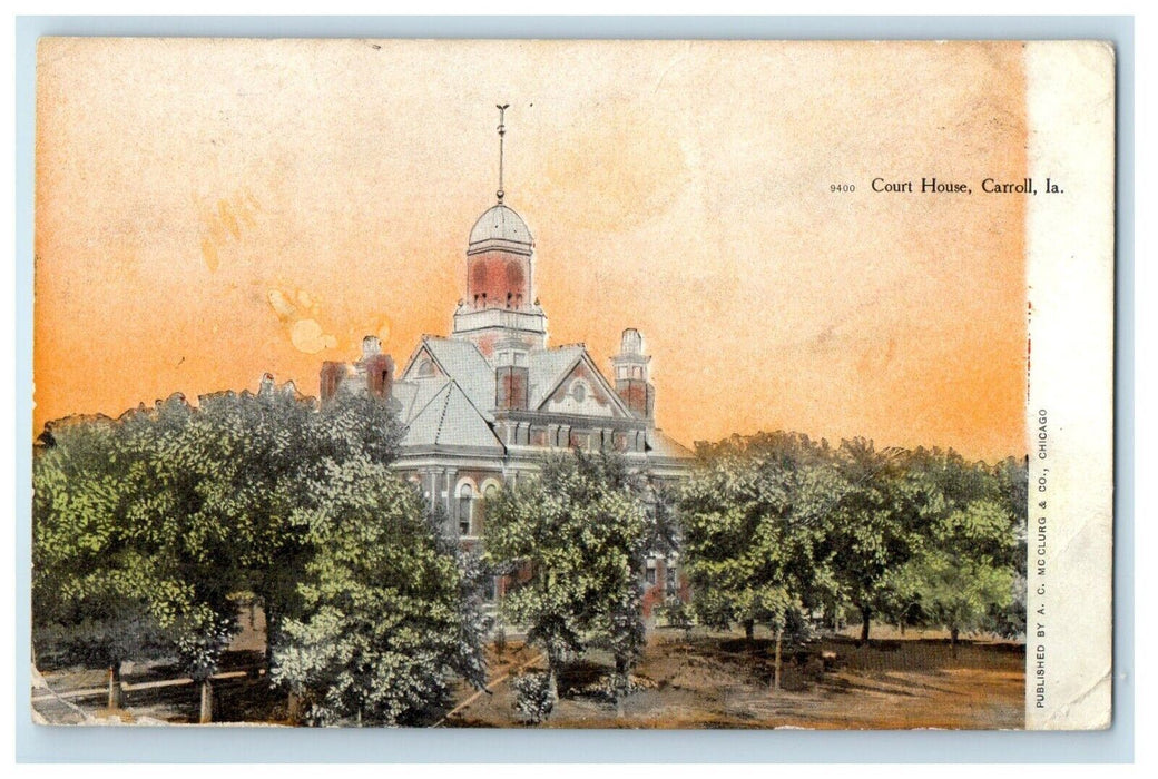 1907 View Of Court House Building Carroll Iowa IA Posted Antique Postcard