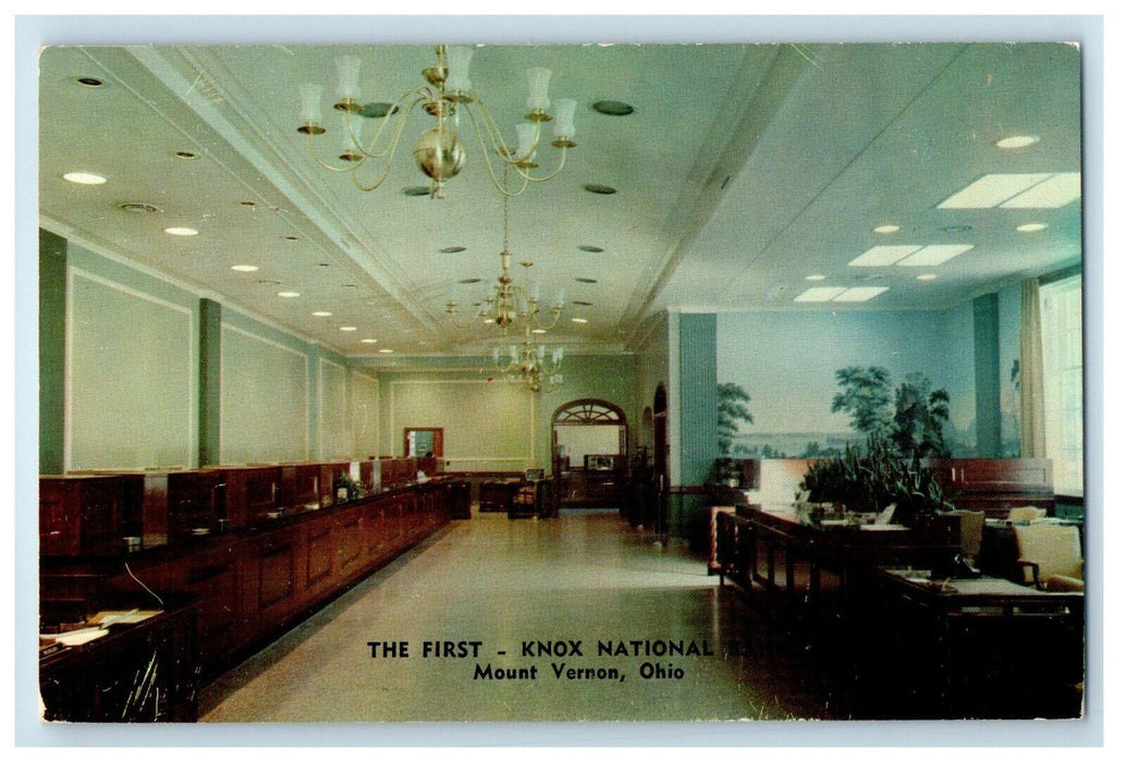 1961 The First Knox National Interior Mount Vernon Ohio OH Vintage Postcard