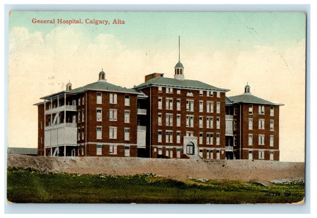 c1910's General Hospital Building Calgary Alta Canada Posted Antique Postcard