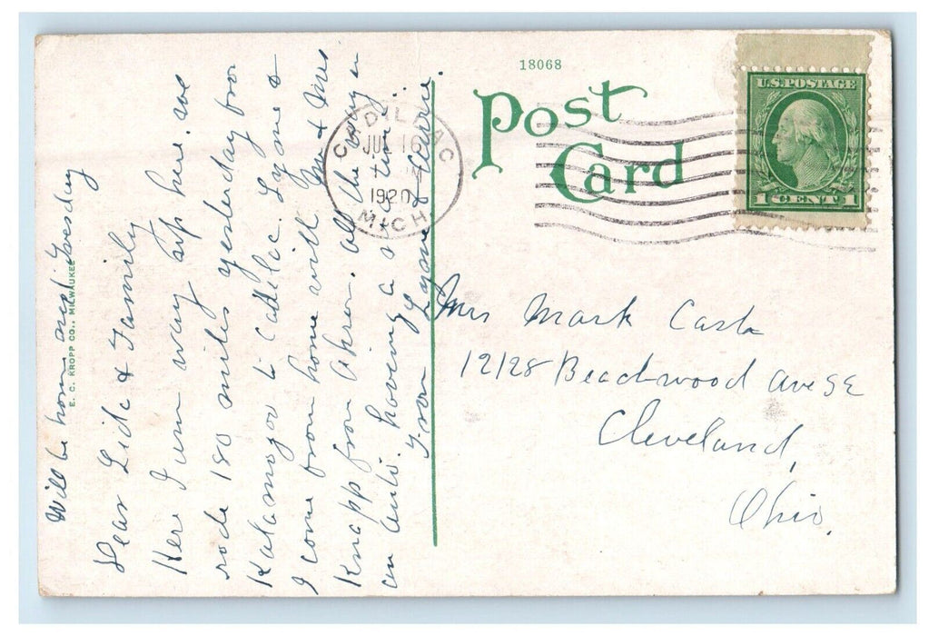 1920 Wexford County Court House Street View Cadillac Michigan MI Postcard