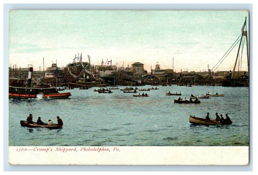 c1905 Cramp's Shipyard Canoe Boat Philadelphia Pennsylvania PA Antique Postcard