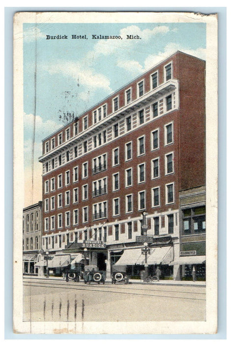 1919 Burdick Hotel Kalamazoo Michigan MI Posted Antique Postcard