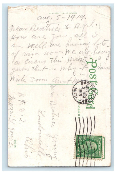 1919 Burdick Hotel Kalamazoo Michigan MI Posted Antique Postcard