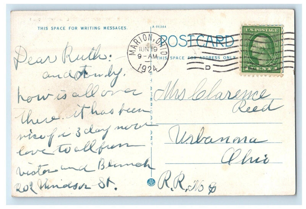 1924 Marion City Hospital Building Marion Ohio OH Posted Antique Postcard
