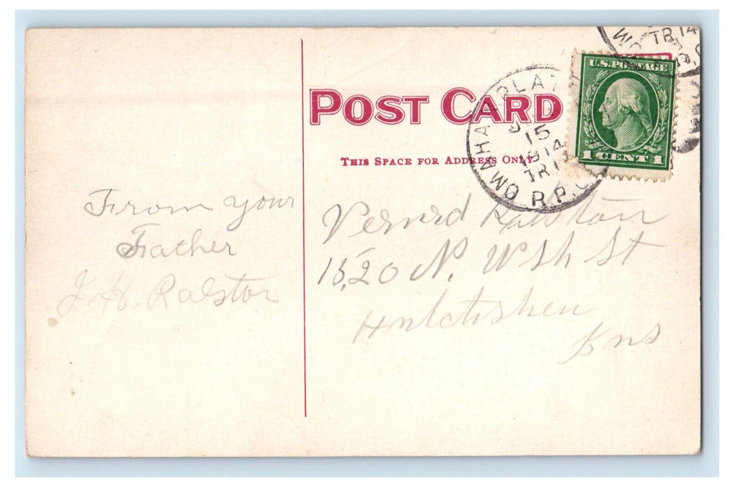 1914 Train, U.P. Shops Grand Island Nebraska NE Antique Posted RPO Postcard