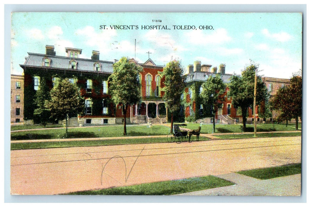 1908 St. Vincent's Hospital, Toledo Ohio OH Antique Posted Postcard