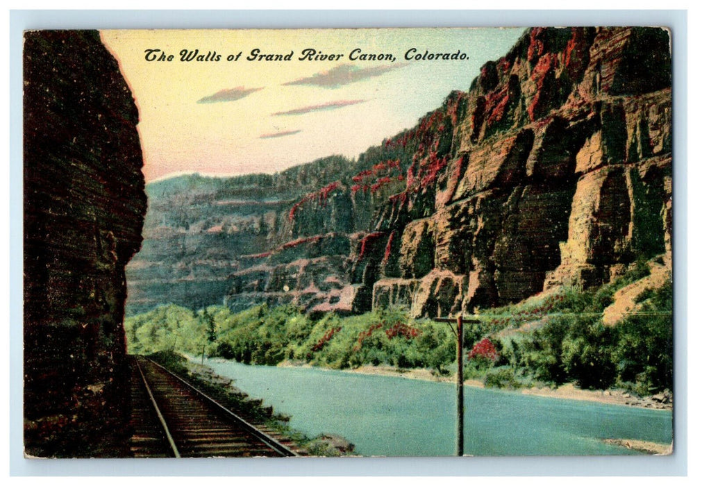 c1910 Railway, The Walls off Grand River Canon Colorado CO Antique Postcard