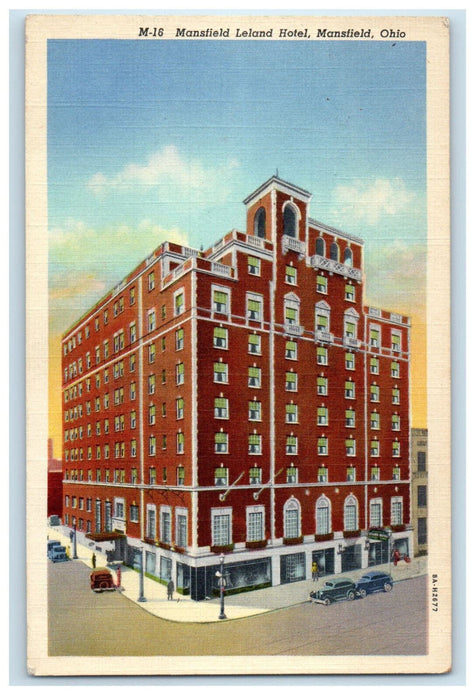 c1950 Mansfield Leland Hotel, Mansfield Ohio OH Vintage Unposted Postcard