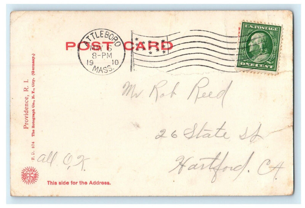1910 The Falls Hunts Mills Antique Providence Rhode Island Posted Postcard