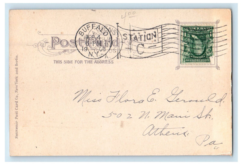 1908 Steamboat Entrance to Harbor, Buffalo New York NY Posted Postcard