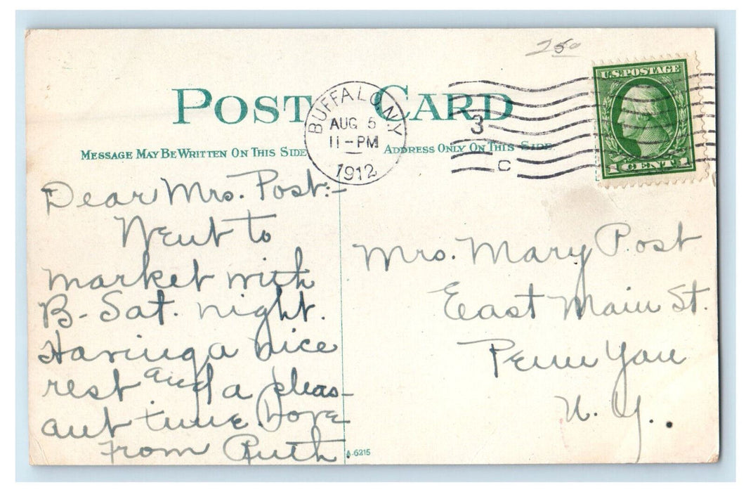 1912 Horse Carriage, Market Scene, Buffalo New York NY Posted Postcard