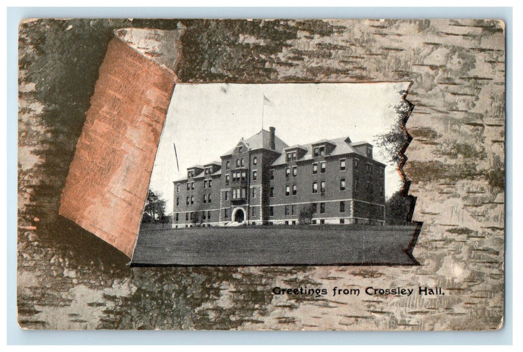 1907 Rip Up Paper, Greetings from Crossley Hall Posted Antique Postcard