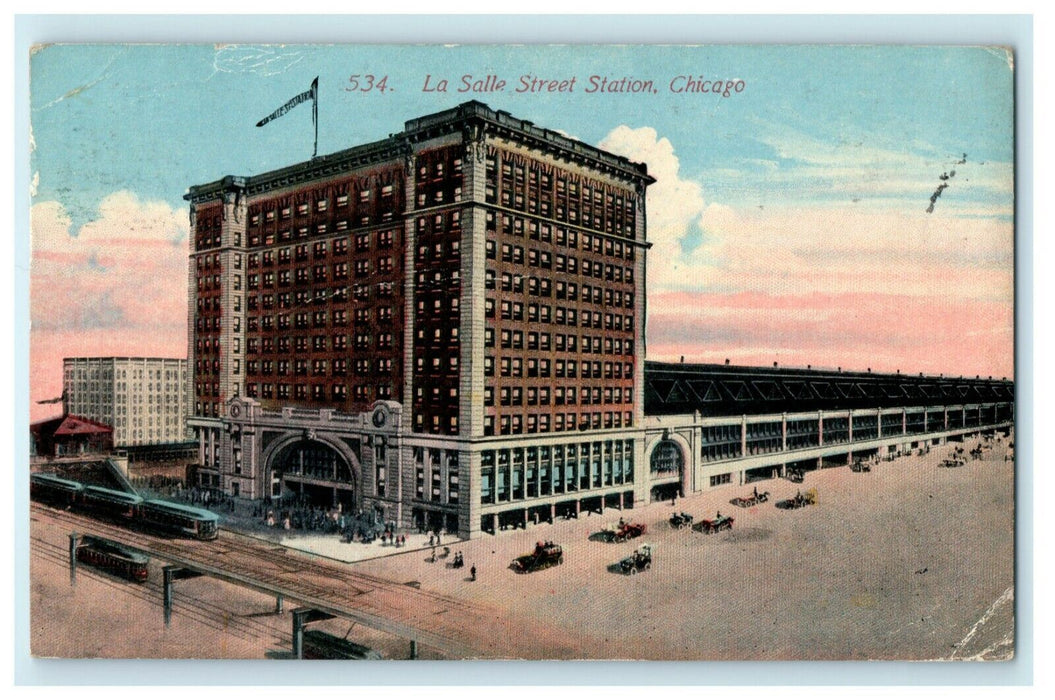 1915 La Salle Street Train Station Chicago Illinois IL Indianapolis IN Postcard