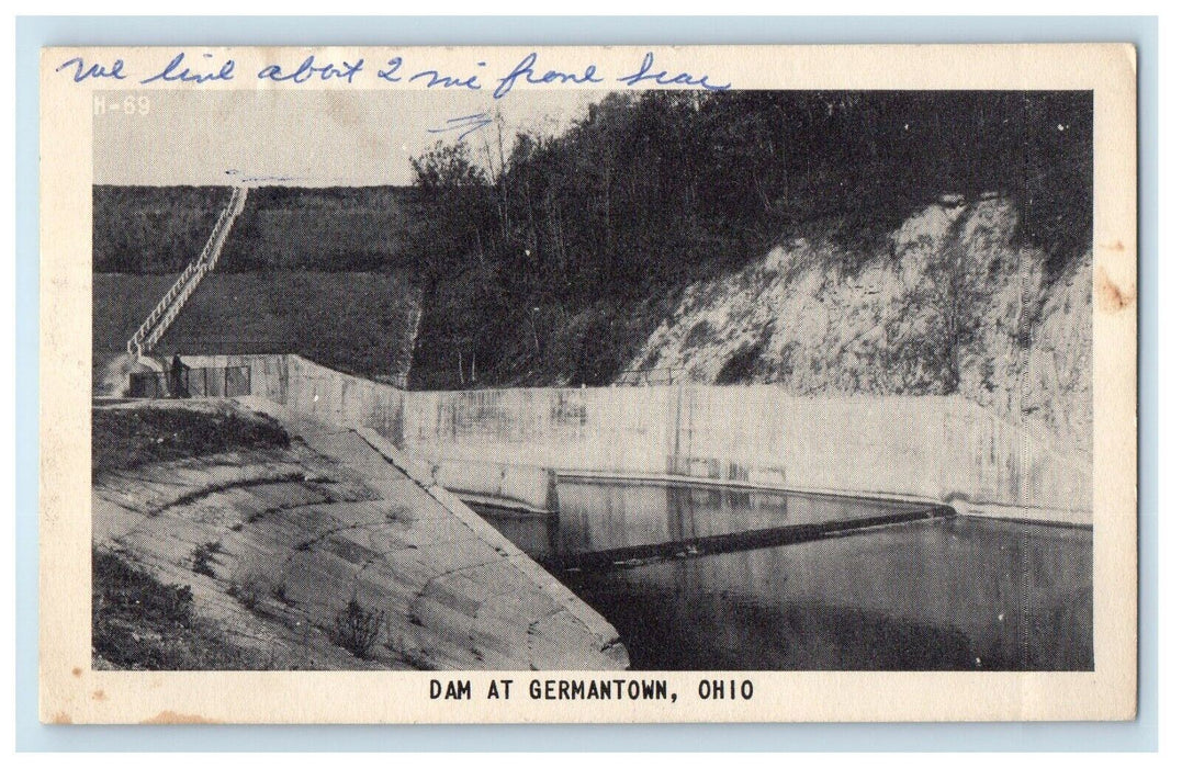 1958 A View Of Dam At Germantown Ohio OH Posted Vintage Postcard