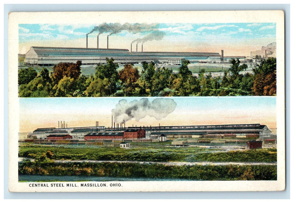 c1920s Multiview, Central Steel Mill, Massillon Ohio OH Unposted Postcard