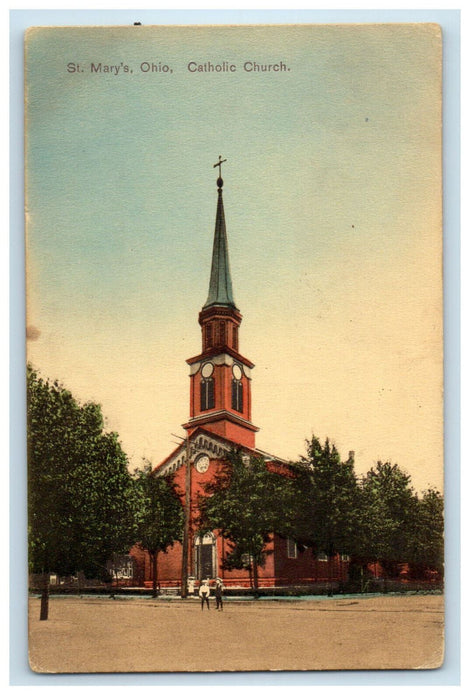 c1950s St. Mary's Ohio Catholic Church Unposted Vintage Postcard