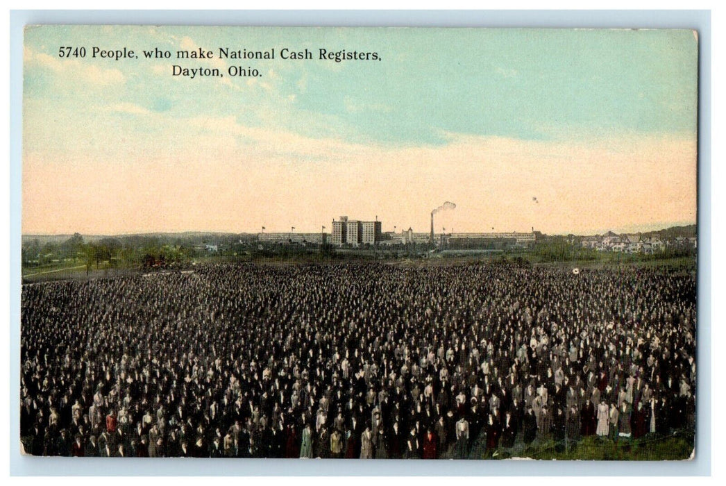 c1910's People National Cash Registers Dayton Ohio OH, Crowded Antique  Postcard