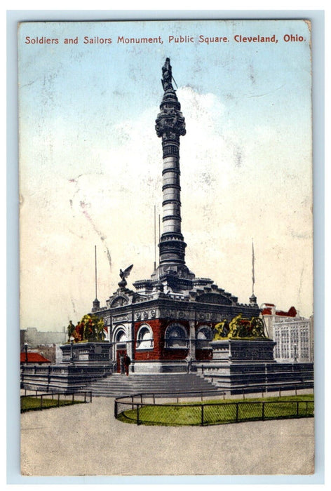 1908 Soldiers And Sailors Monument Public Square Cleveland Ohio OH Postcard