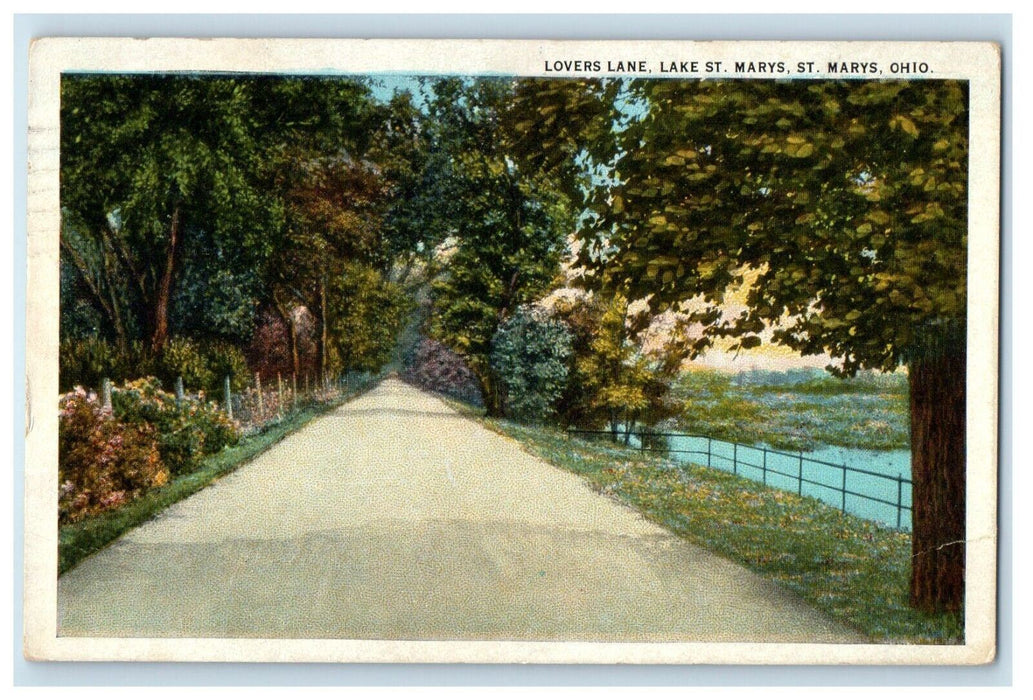 1926 Lovers Lane Lake St. Marys, St. Marys Ohio OH Posted Vintage Postcard